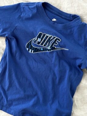 Nike Royal Blue Short-Sleeve Tee with Checkered Logo